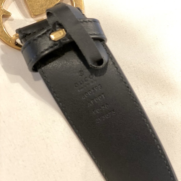 Gucci Double G buckle wide belt, black, Marmont style - Picture 2 of 6
